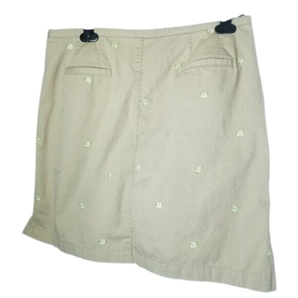 Lizgolf Beige Cotton Skirt Shorts Skorts‎ Embroidered Floral Golf Size 12 - Picture 2 of 11